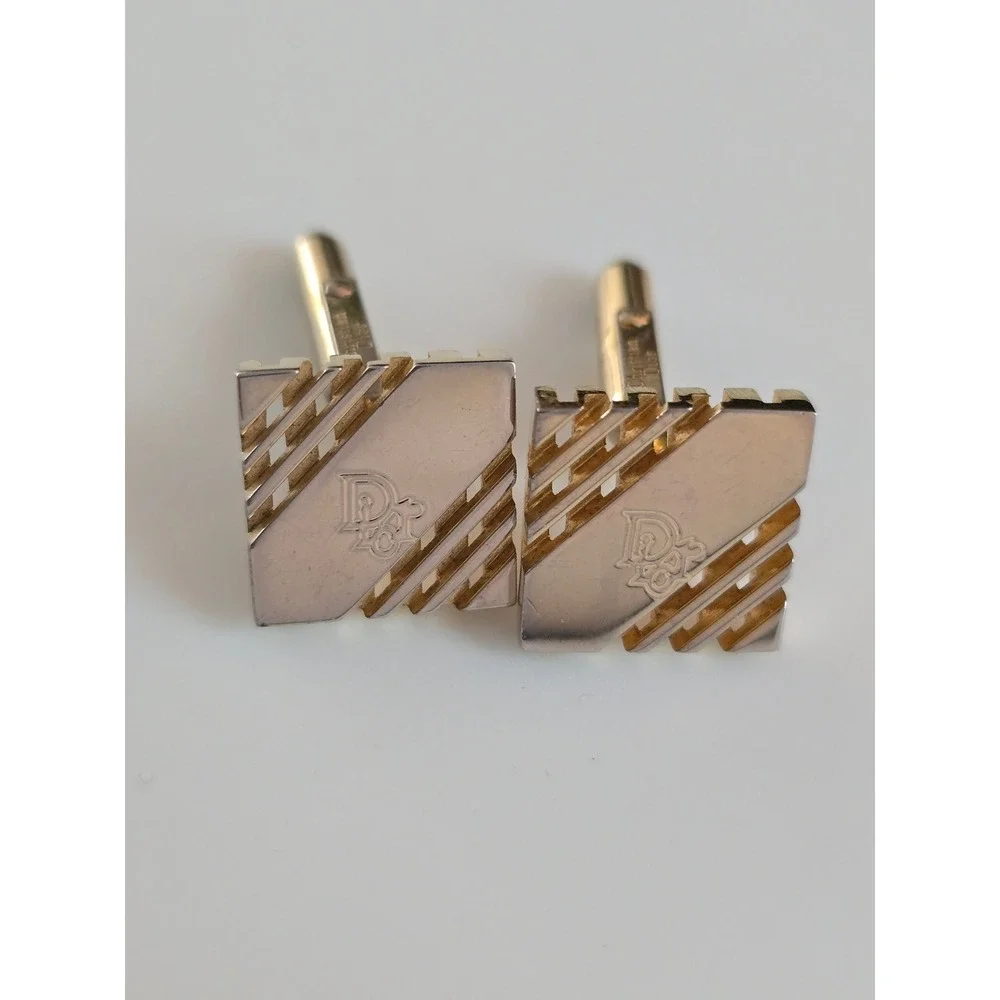 Christian Dior Cufflinks‎ Tie Tack Set Gold Tone Mens Accessories